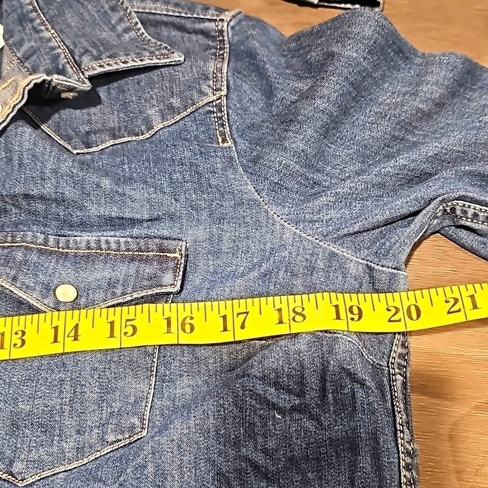 WOMEN'S Levi Strauss & Co Ultimate Western Cotton Denim Shirt Sz M L - Picture 8 of 13